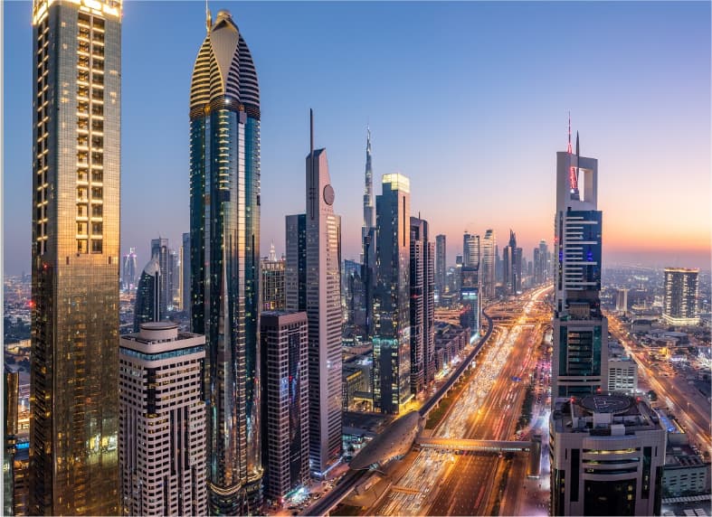 UAE skyline with Sheikh Zayed Road