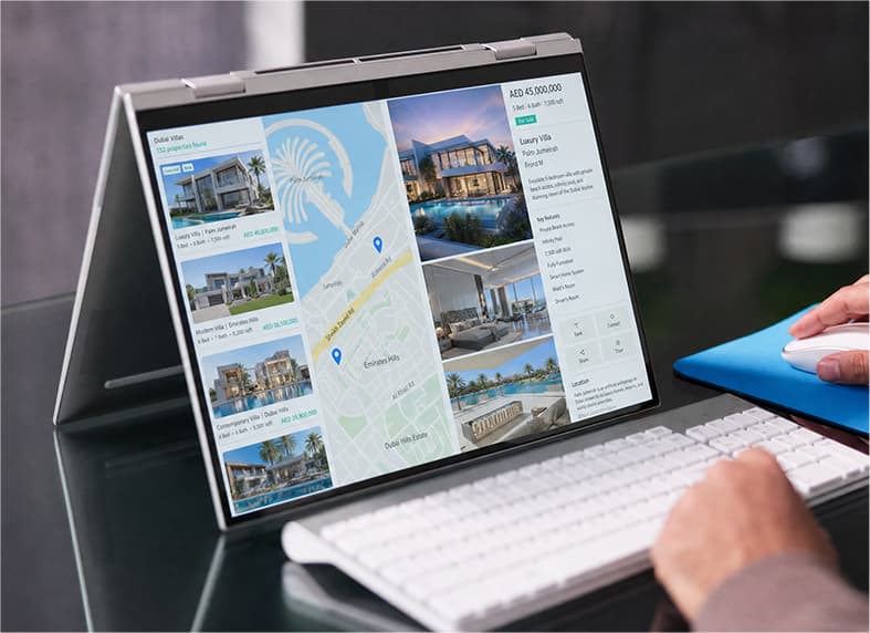 Buyer reviewing a property on a tablet