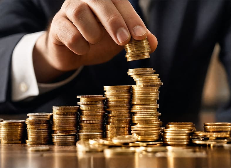 Stacks of coins representing a property budget